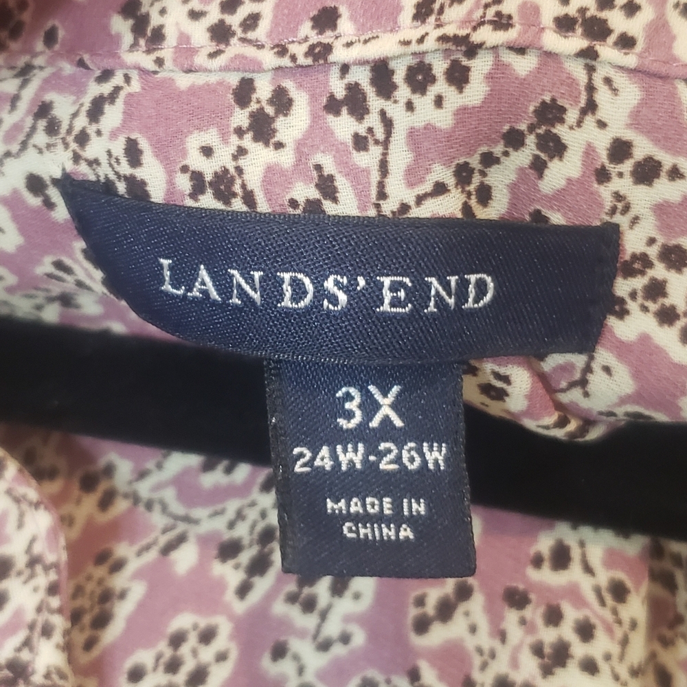 Lands End' Button Up T Mini Dress Floral 3/4 Sleeve L Size 3X 24W-26W - Picture 4 of 14